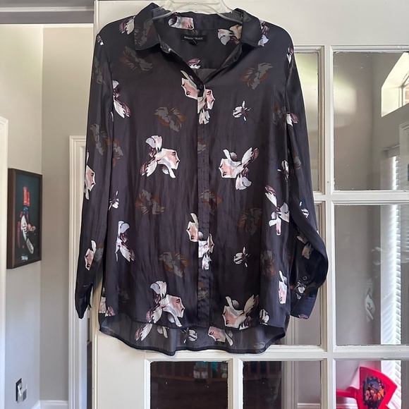 Banana Republic Tops - Banana Republic Black 3/4 Sleeve Notched Collar Blouse